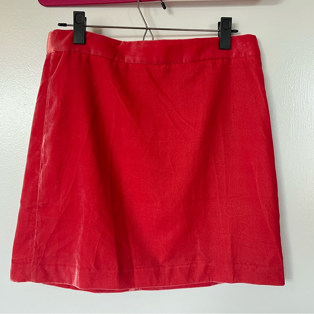 Coral pink velvet skirt